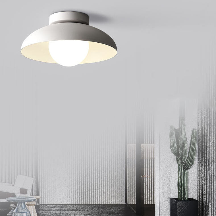 Semi-Flush Mount Light Iron 11.8 in Black Hallway Living Room Bedroom Modern Ceiling Fixture Soft Ambient Lighting | Thomler