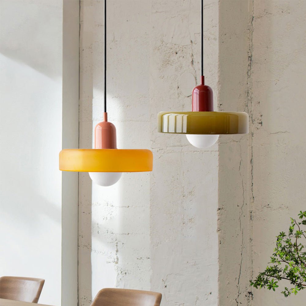 Art Glass Dome Pendant Light Fixture with Adjustable Cord for Kitchen Island Dining Room Bedroom | Modern Round Ceiling Hanging Lamp | Thomler