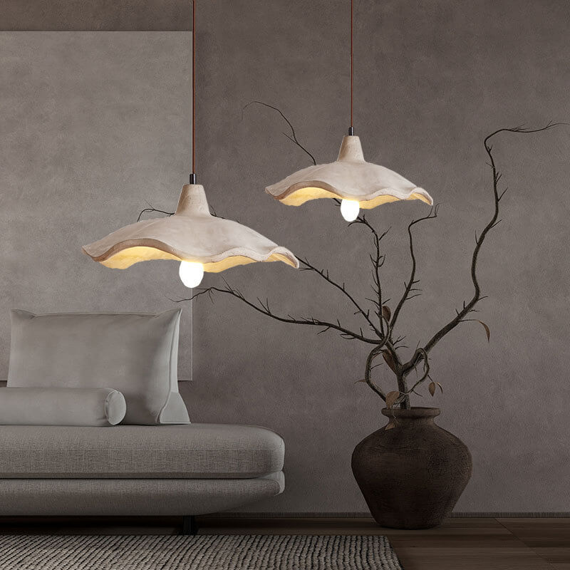Chandelier Cement 9.8 in Pendant Industrial Lighting Pottery Yellow Living Room Bedroom Fixture | Thomler