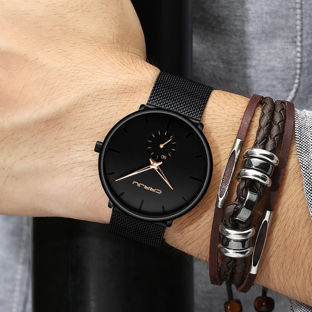 Men's Minimalist Quartz Wristwatch with Hardlex Crystal & Water Resistance for Business Casual Everyday Wear | Thomler