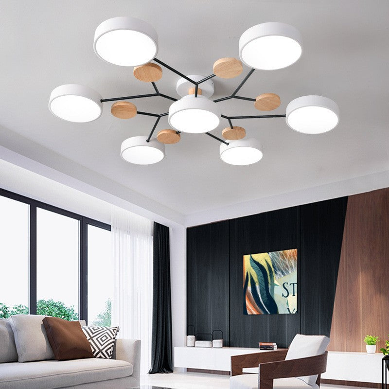 Modern Molecular LED Ceiling Light – Scandinavian Wood & Metal Flush Mount for Living Room, Bedroom & Kitchen | Thomler