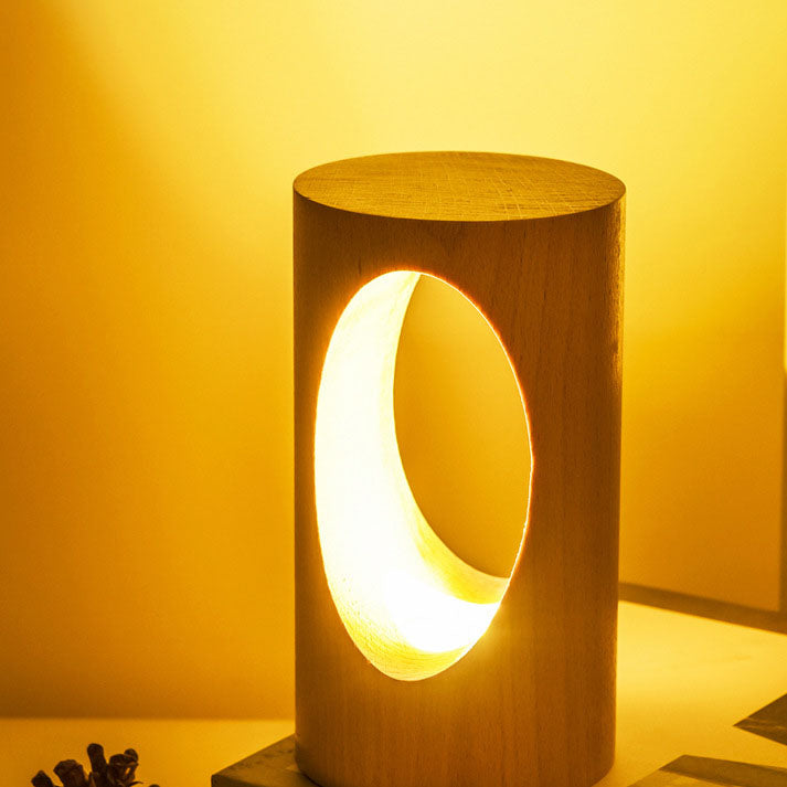 Wooden Column LED Desk Lamp with USB Power, Warm White Light for Bedroom & Office, Modern Japanese-Style Accent Light | Thomler
