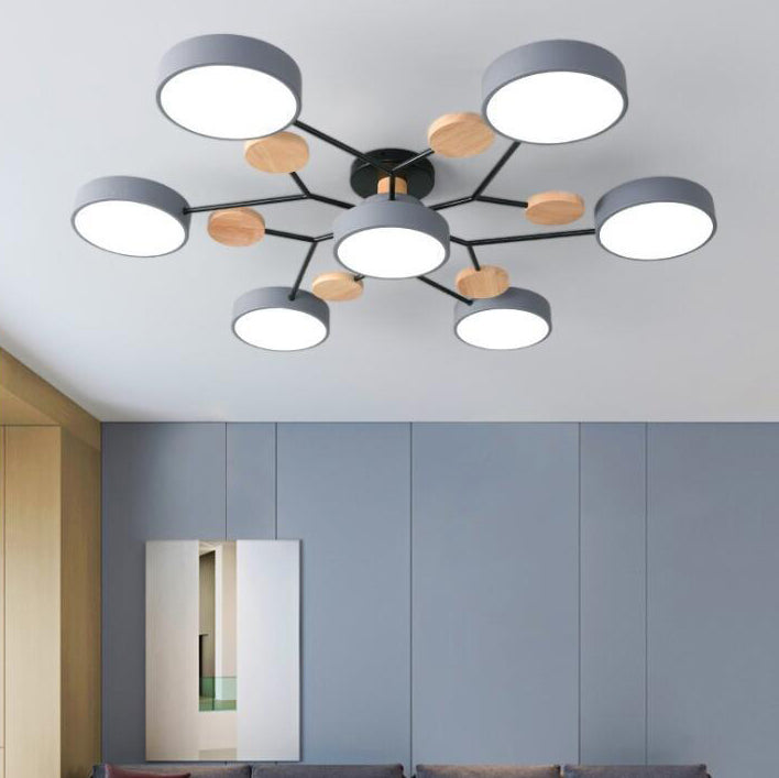 Modern Molecular LED Ceiling Light – Scandinavian Wood & Metal Flush Mount for Living Room, Bedroom & Kitchen | Thomler