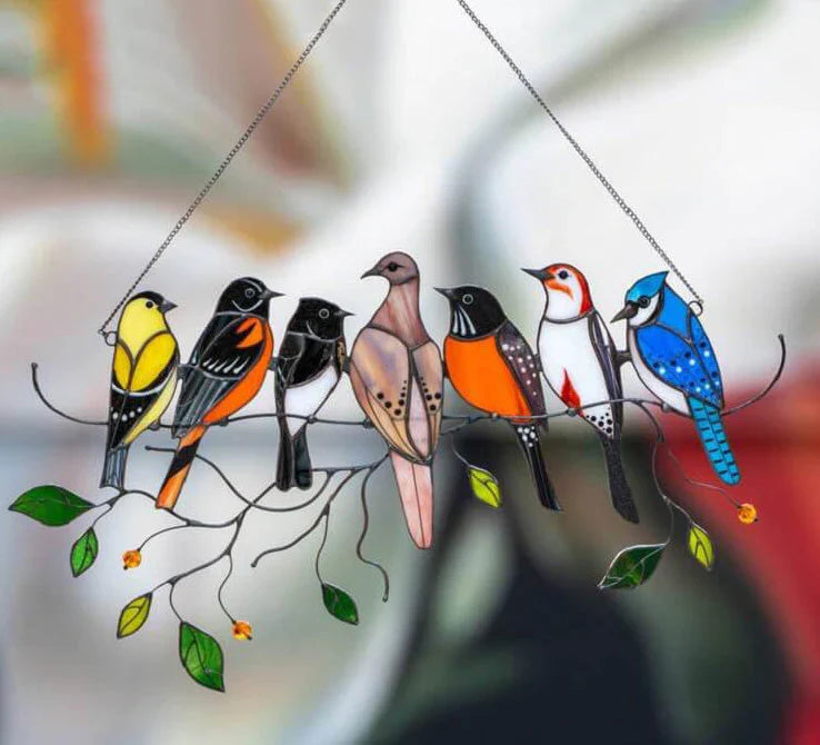Metal Bird Window Catcher with Rainbow Glass Accents – Hanging Art Décor for Windows, Walls & Shelves | Thomler