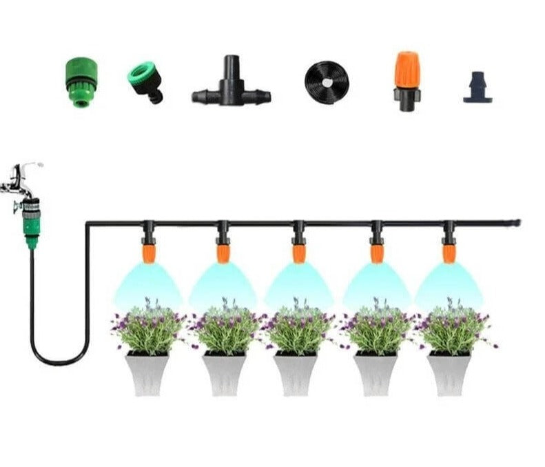 Automatic Drip Irrigation System with Adjustable Misting Nozzles for Garden, Greenhouse & Patio Watering | Thomler