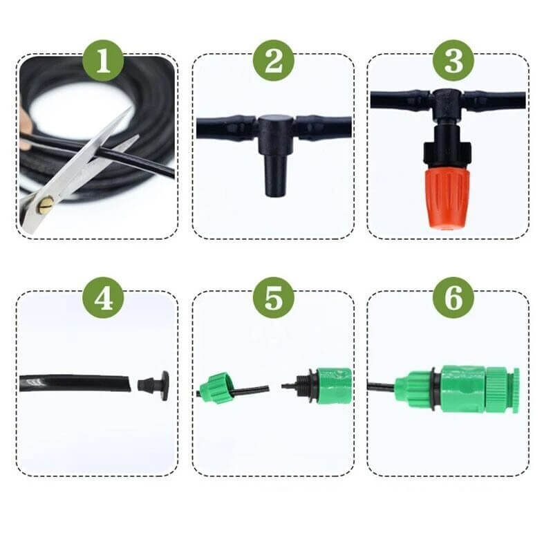 Automatic Drip Irrigation System with Adjustable Misting Nozzles for Garden, Greenhouse & Patio Watering | Thomler