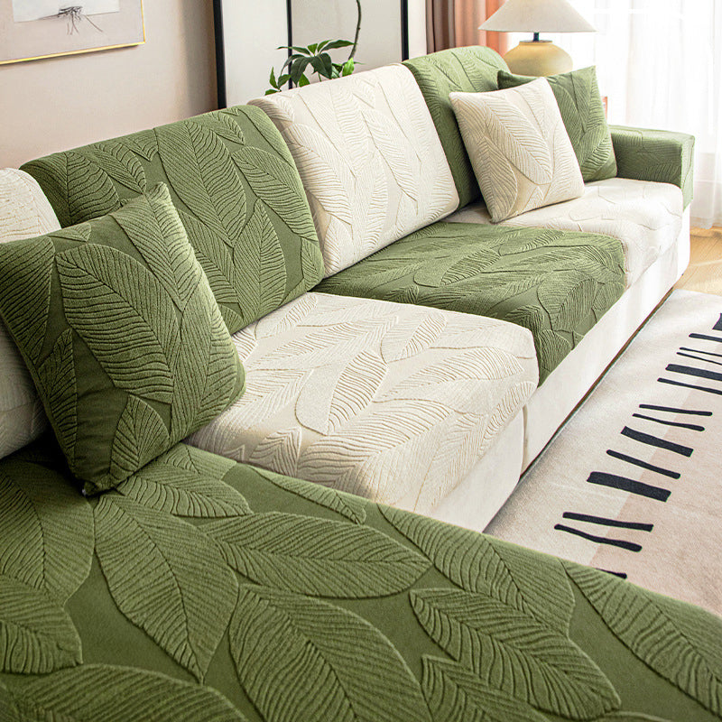 Stretch Velvet Couch Slipcover with Botanical Print – Stain-Proof & Pet-Friendly | Thomler