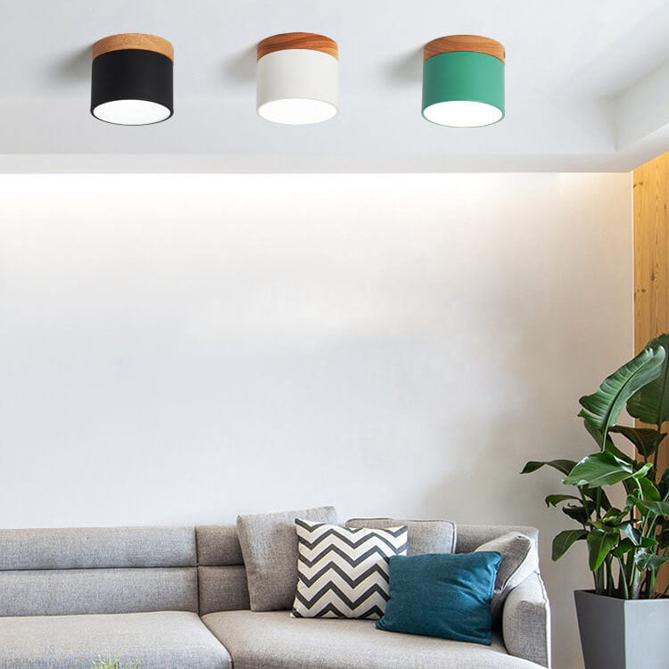 Round Compact LED Ceiling Light with Tri-Color Temperature Switch for Hallways, Bedrooms & Living Rooms | Modern Nordic Style Flush Mount | Thomler