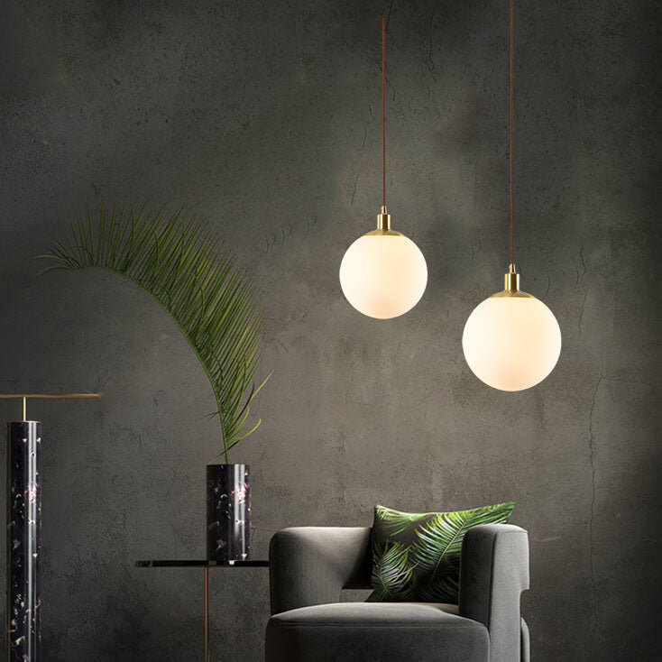 Pendant Light Glass 9.8 in Adjustable White Gold Hallway Living Room Bedroom Lighting Fixture Modern Hanging Lamp | Thomler