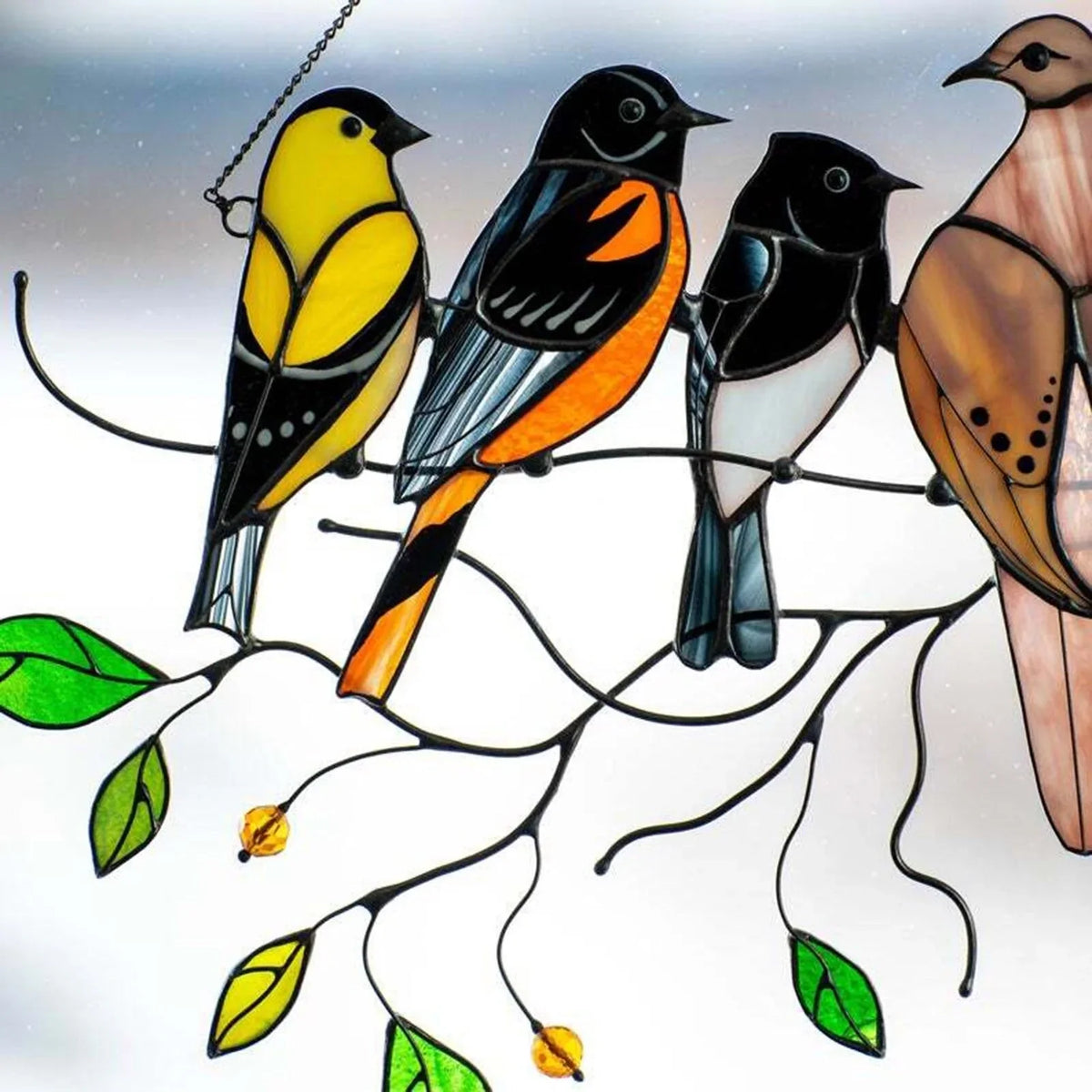 Metal Bird Window Catcher with Rainbow Glass Accents – Hanging Art Décor for Windows, Walls & Shelves | Thomler