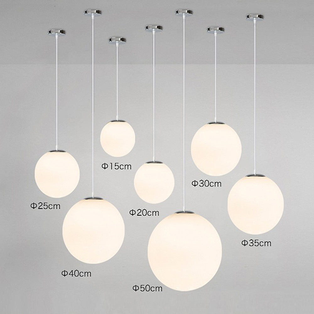 Pendant Light Glass Sphere 25.0 cm White Dining Kitchen Living Room Hanging Lamp | Thomler