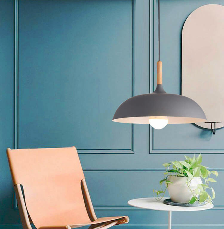Modern Metal Pendant Light with Wood Detail – Adjustable Drop Ceiling Fixture for Dining, Kitchen & Living Room | Thomler