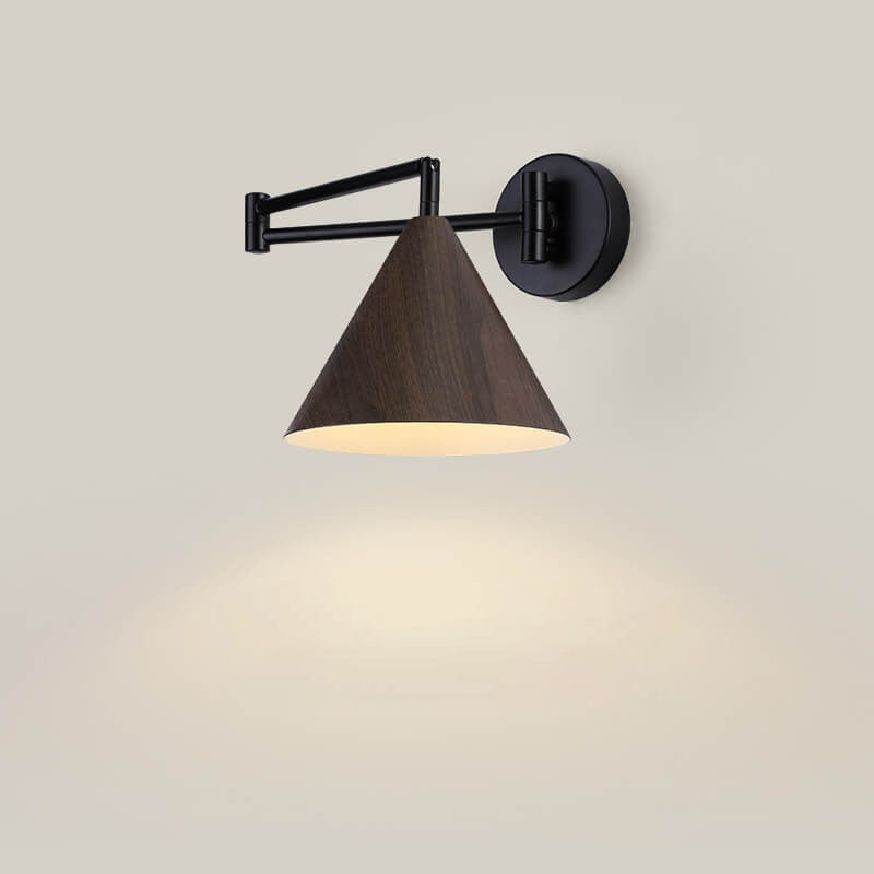 Adjustable Swing Arm Wall Light with Tapered Metal Shade - Hardwired Single Bulb Fixture for Bedside Reading & Living Spaces | Thomler
