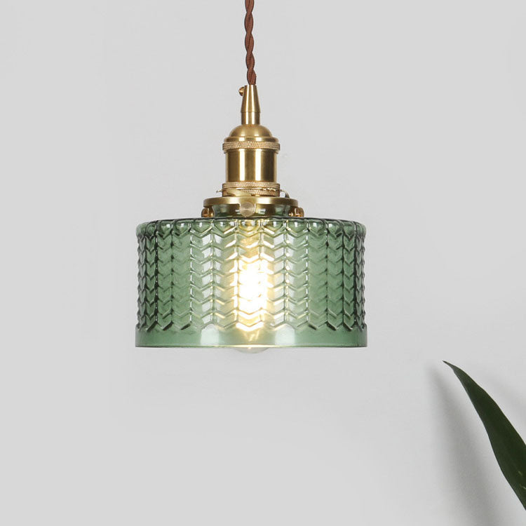 Glass Globe Hanging Ceiling Fixture Copper Accent Single Bulb Socket Asian Inspired Decor for Bedroom Entryway Dining Room Kitchen Island | Thomler