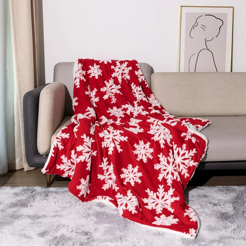 Holiday Fleece Throw with Snowflake Design – Plush Oversized Blanket for Couches, Beds & Armchairs – Cozy Winter Layer – Festive Decor | Thomler