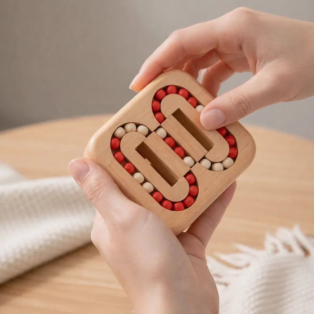 Rotating Puzzle Wooden 13.0 cm Desktop Relaxation Travel Fidget Toy Brain Teaser Stress Relief | Thomler