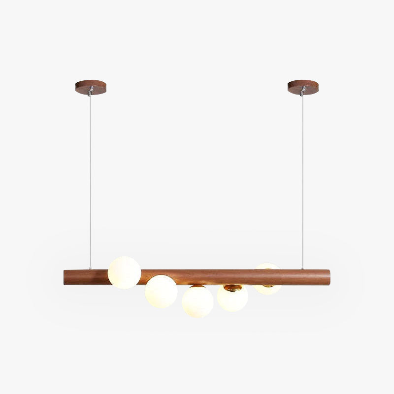 Bubble Glass Pendant Light with Wood Canopy – Modern Orb Ceiling Fixture for Dining Room & Living Room | Thomler