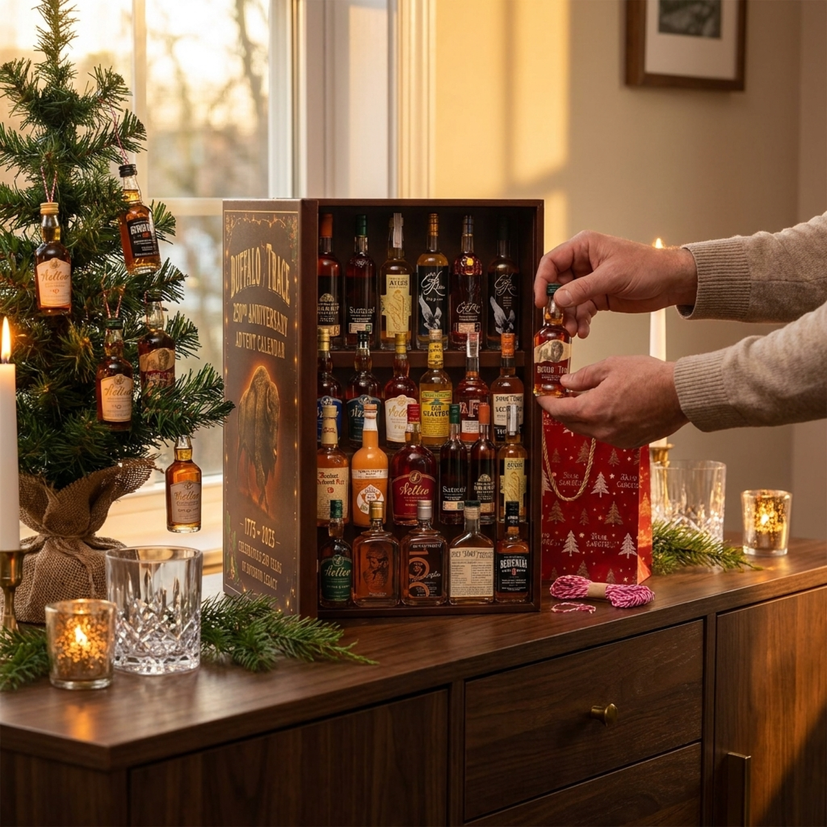 Mini Liquor Bottle Ornament Set – 24-Day Holiday Countdown Display | Thomler