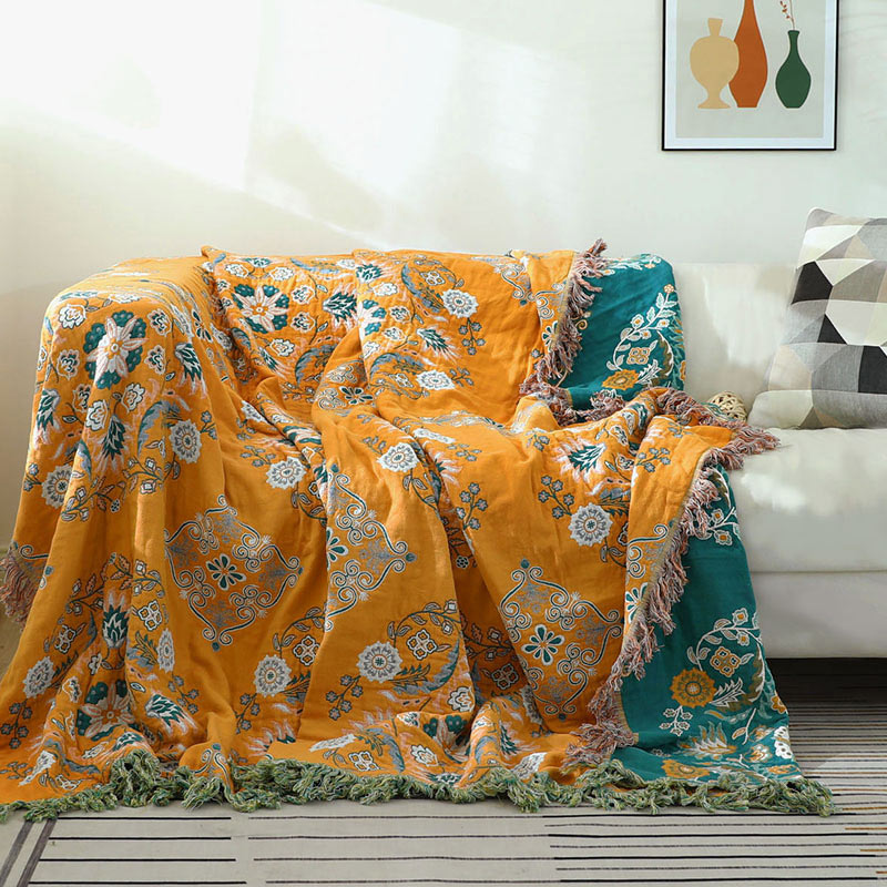 Reversible Cotton Quilt Lightweight Floral Bedspread for All Seasons Queen King Full Size Breathable Coverlet | Thomler