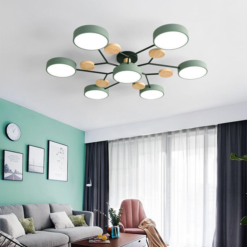 Modern Molecular LED Ceiling Light – Scandinavian Wood & Metal Flush Mount for Living Room, Bedroom & Kitchen | Thomler