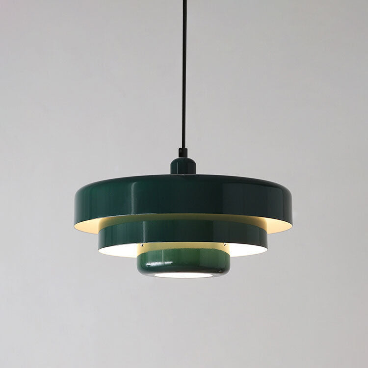 Hanging Ceiling Fixture 1-Socket Metal Shade Round Tiered Design Hardwired for Dining Room Kitchen Island Bar | Thomler