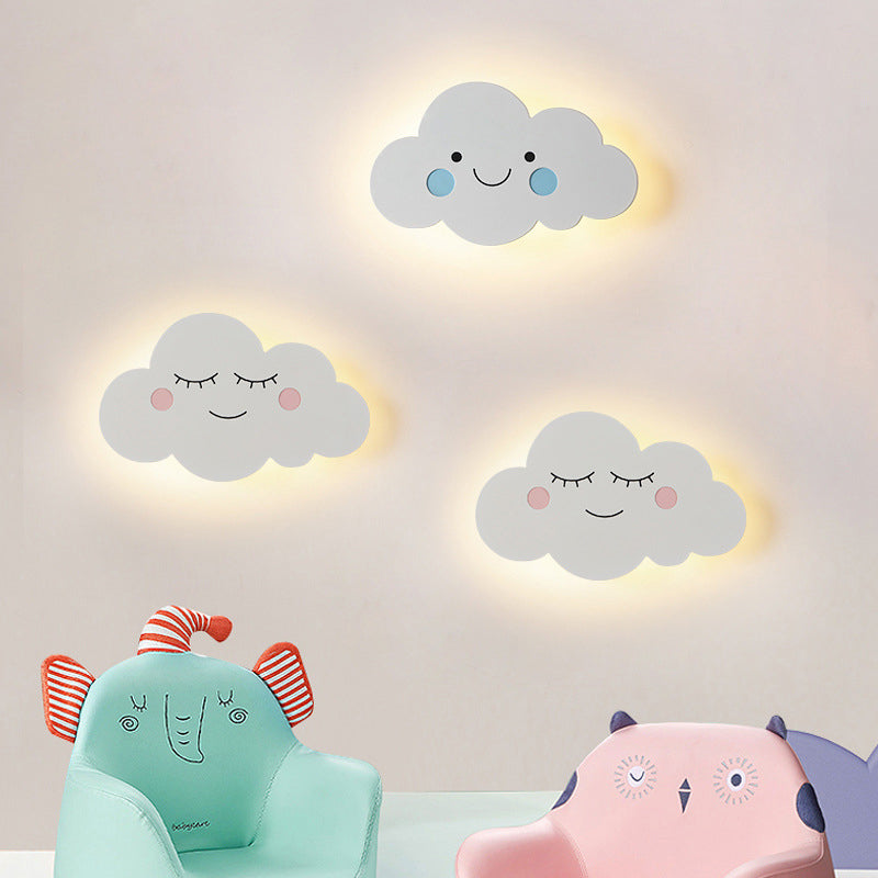 Cloud-Shaped LED Wall Sconce – Modern Metal & Acrylic Light Fixture for Bedroom, Nursery & Living Room – Hardwired White, Pink or Blue | Thomler