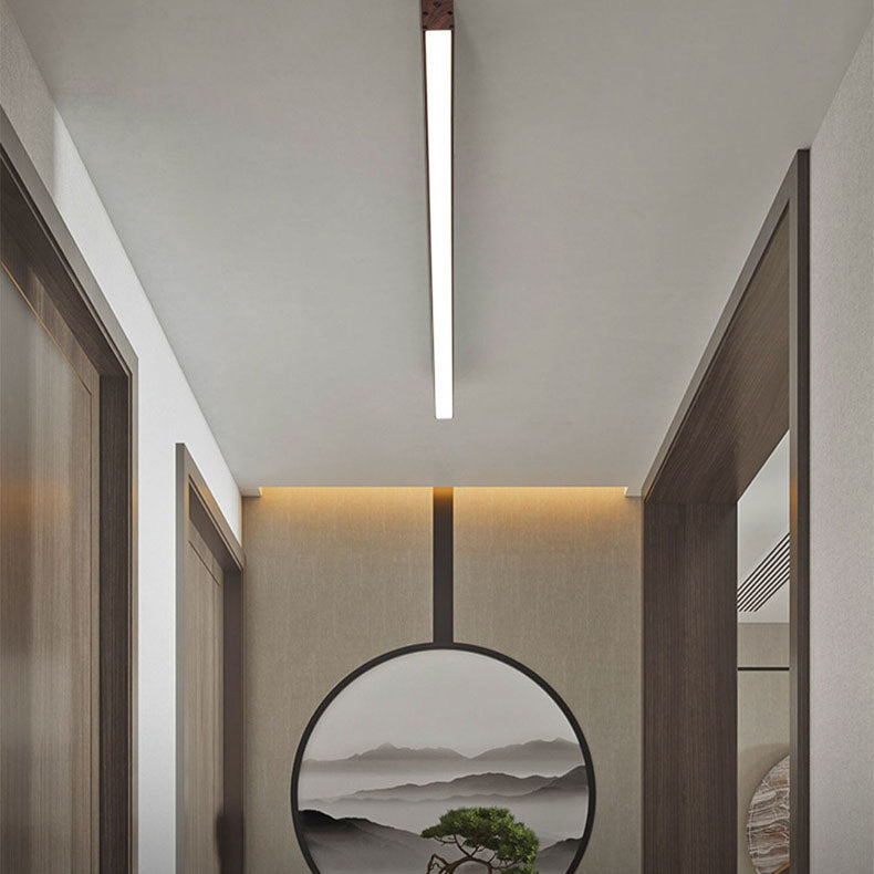 Hardwired Linear LED Ceiling Light with Natural Aluminum Frame & Acrylic Diffuser for Living Room, Bedroom & Entryway | Thomler