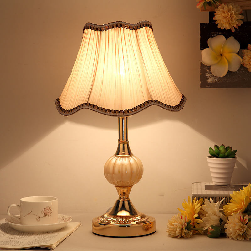Table Lamp Glass Iron Fabric 16.5 in Modern Bedside Living Room Study LED E26 Light | Thomler