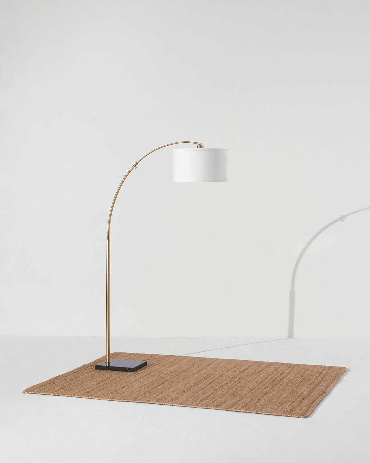 Booglamp Vloerlamp Met Marmeren Voet Messing Zwart 193cm Modern LED | Sansoti
