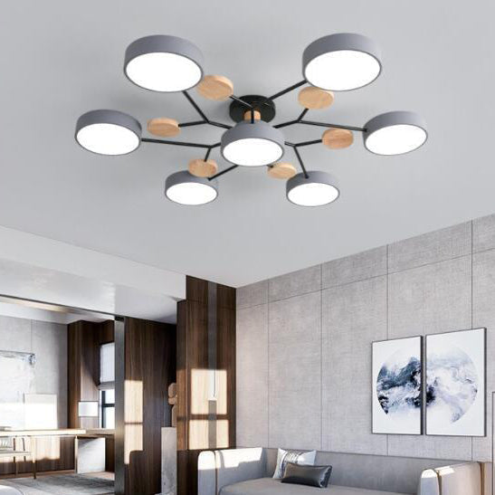 Modern Molecular LED Ceiling Light – Scandinavian Wood & Metal Flush Mount for Living Room, Bedroom & Kitchen | Thomler
