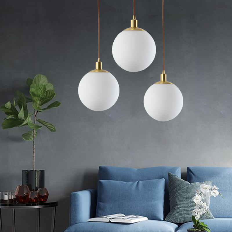 Pendant Light Glass 9.8 in Adjustable White Gold Hallway Living Room Bedroom Lighting Fixture Modern Hanging Lamp | Thomler