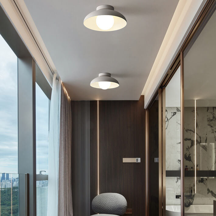 Single-Bulb Ceiling Light with Iron Frame and Glass Shade for Bedroom, Hallway, or Entryway | Thomler
