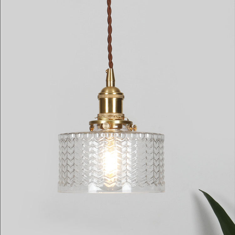 Glass Globe Hanging Ceiling Fixture Copper Accent Single Bulb Socket Asian Inspired Decor for Bedroom Entryway Dining Room Kitchen Island | Thomler