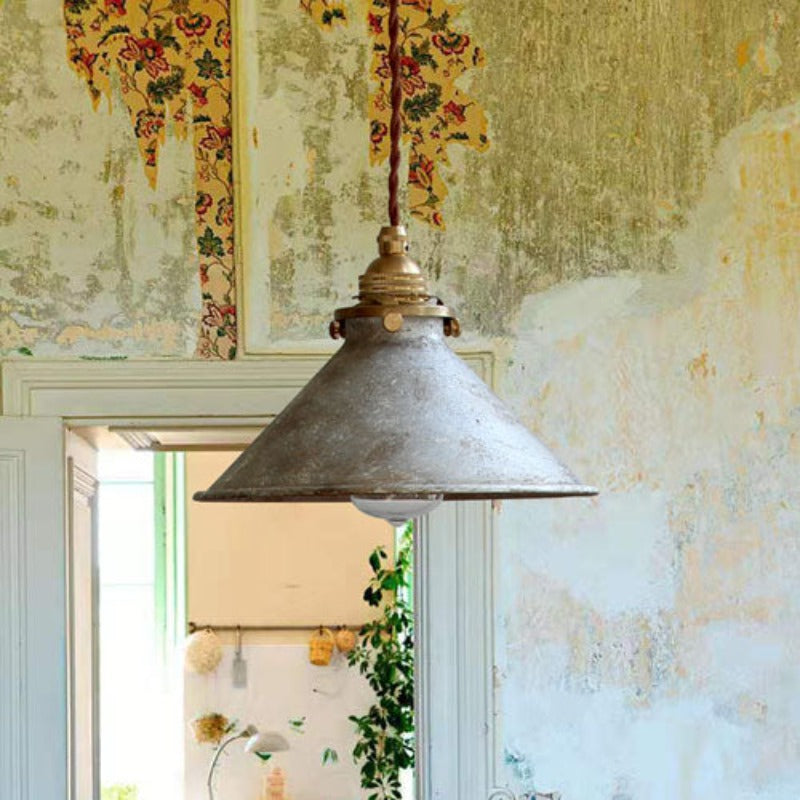 Industrial Metal Cone Hanging Fixture with Adjustable Cable – Hardwired Ceiling Drop for Kitchen & Dining | Thomler
