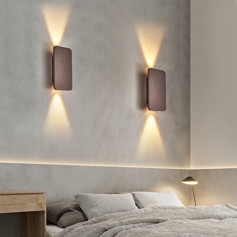 Rectangular Metal Wall Sconce with Warm LED Light for Bedroom & Living Room | Modern Hardwired Fixture in Gold, Black, White, Gray & Brown | Thomler