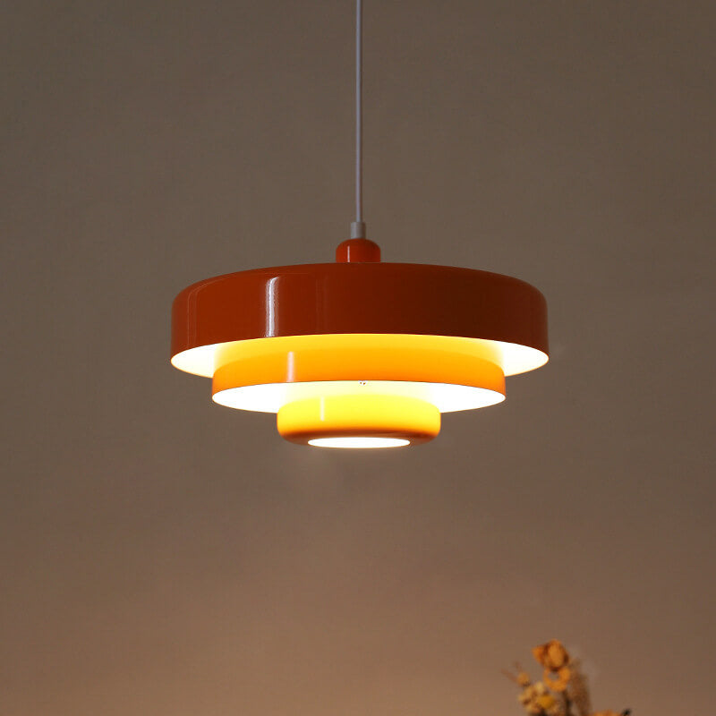 Hanging Ceiling Fixture 1-Socket Metal Shade Round Tiered Design Hardwired for Dining Room Kitchen Island Bar | Thomler