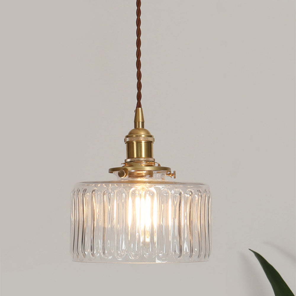Glass Cylinder Hanging Light Fixture with Height-Adjustable Cord for Dining Room & Kitchen | Thomler