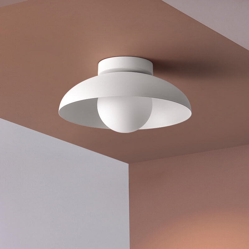 Single-Bulb Ceiling Light with Iron Frame and Glass Shade for Bedroom, Hallway, or Entryway | Thomler
