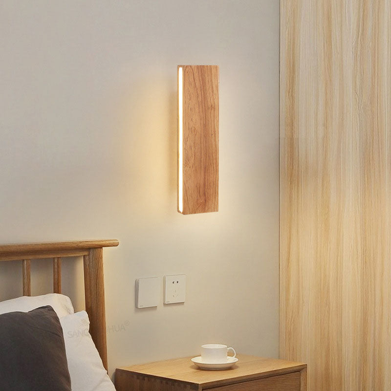 Hardwired LED Wall Sconce with Rotating Wood Frame and Acrylic Diffuser for Hallway, Bedroom, Living Room | Thomler