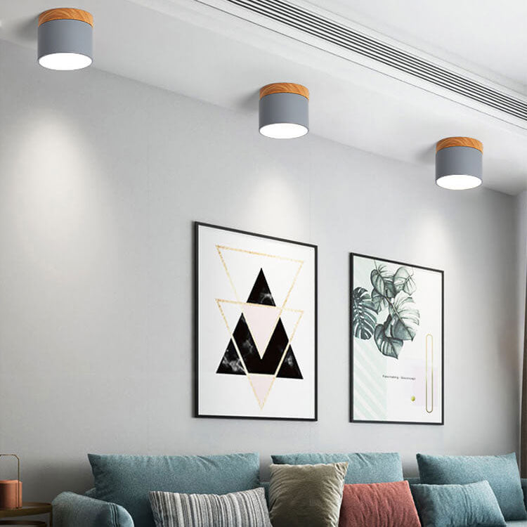 Round Compact LED Ceiling Light with Tri-Color Temperature Switch for Hallways, Bedrooms & Living Rooms | Modern Nordic Style Flush Mount | Thomler