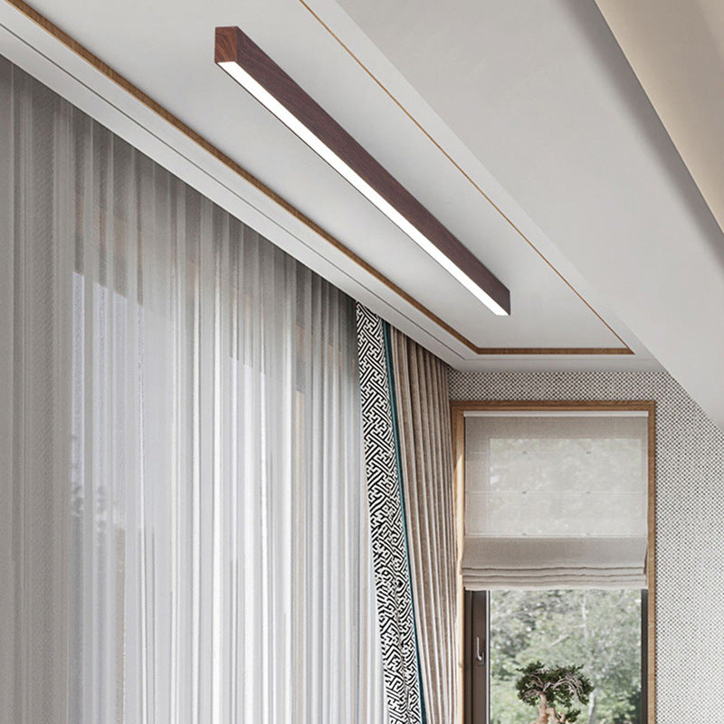 Hardwired Linear LED Ceiling Light with Natural Aluminum Frame & Acrylic Diffuser for Living Room, Bedroom & Entryway | Thomler