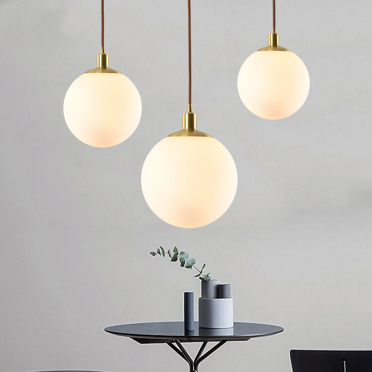Pendant Light Glass 9.8 in Adjustable White Gold Hallway Living Room Bedroom Lighting Fixture Modern Hanging Lamp | Thomler
