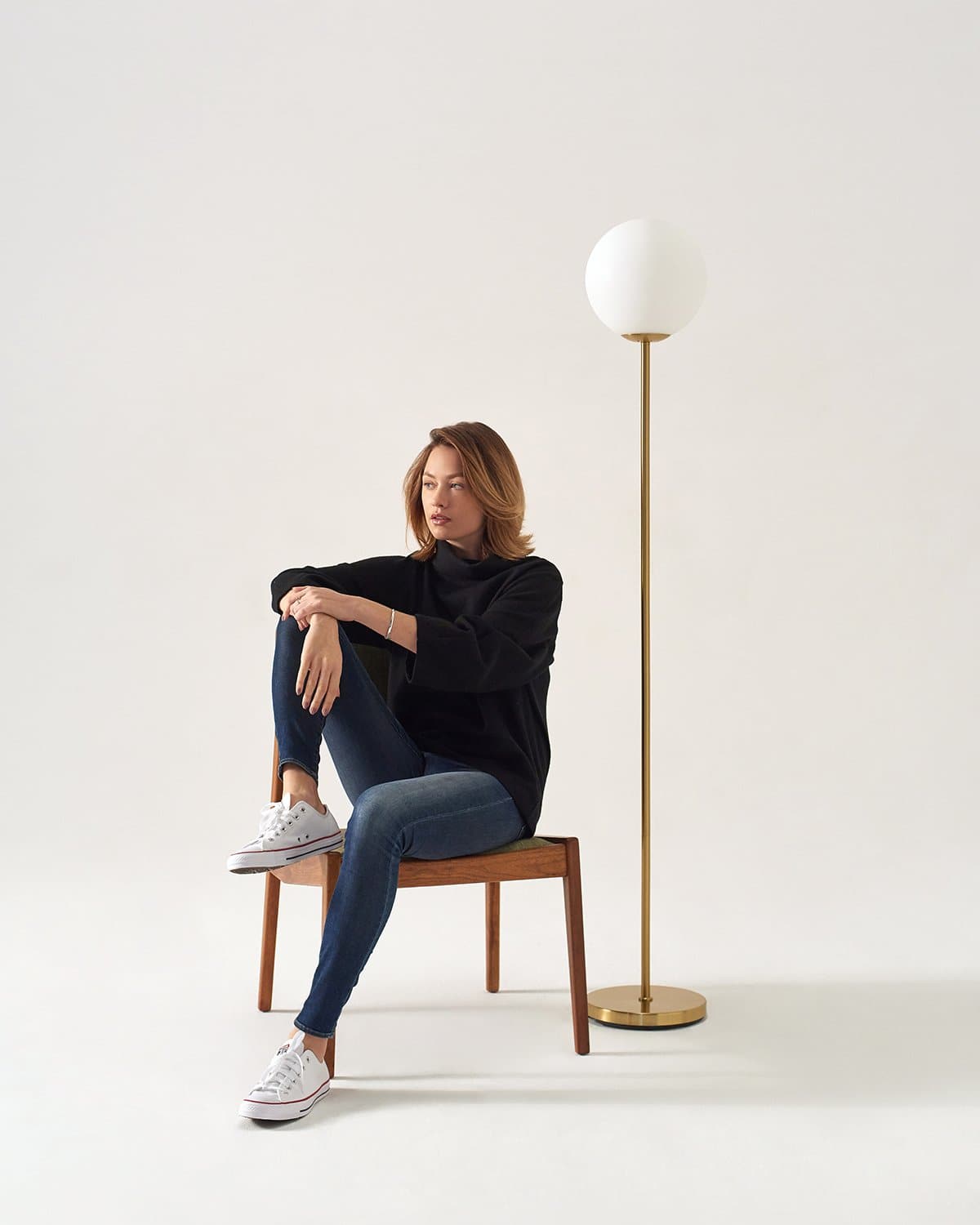 Vloerlamp Messing Met Glazen Bol 165cm Modern Minimalistisch LED | Sansoti