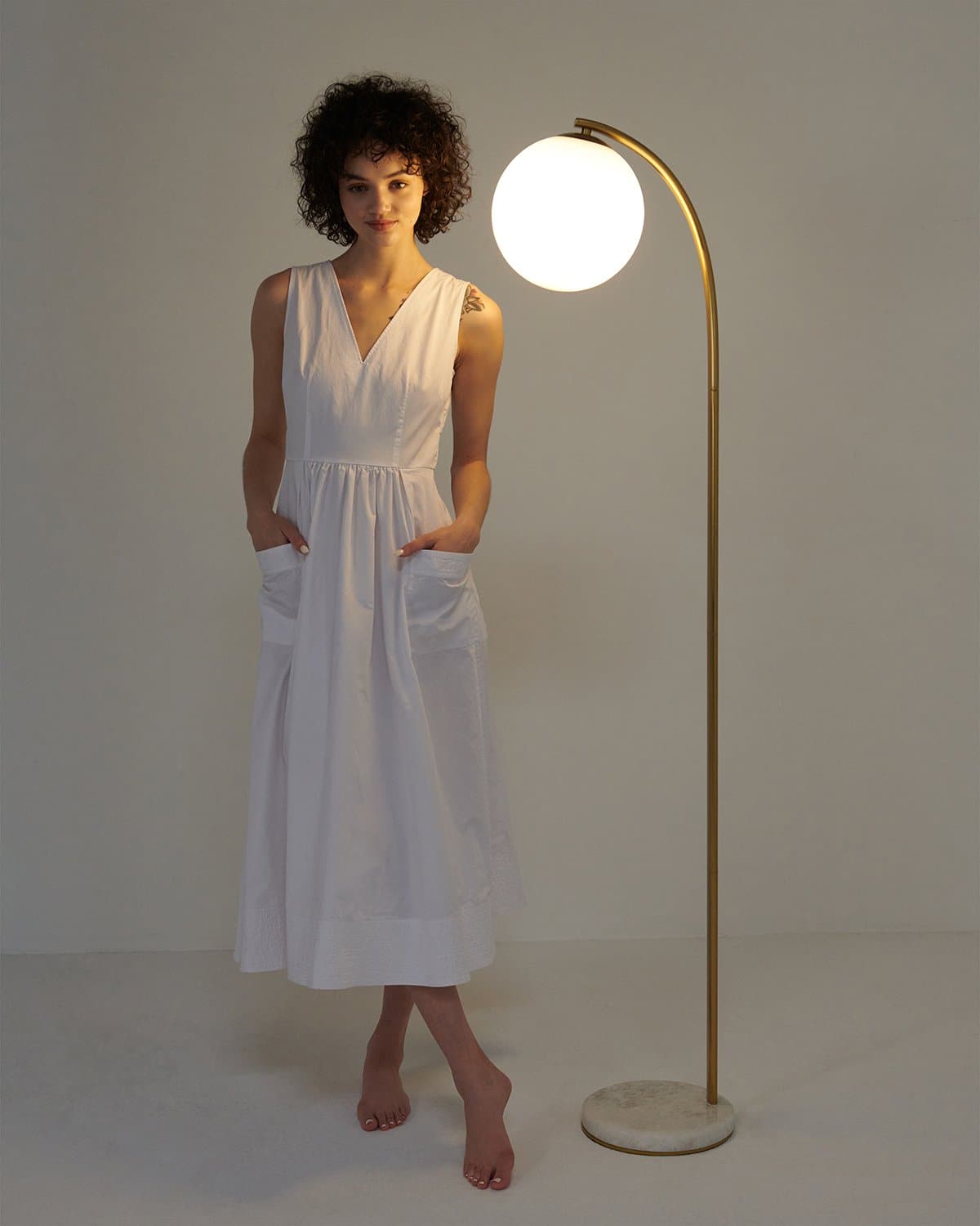 Vloerlamp Marmeren Voet Messing Glazen Bol LED 168cm Staande Lamp Woonkamer Modern