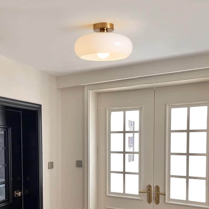 Spherical Glass Ceiling Fixture with Metallic Finish – Contemporary Single-Bulb Lighting for Living Room, Bedroom & Entryway | Thomler