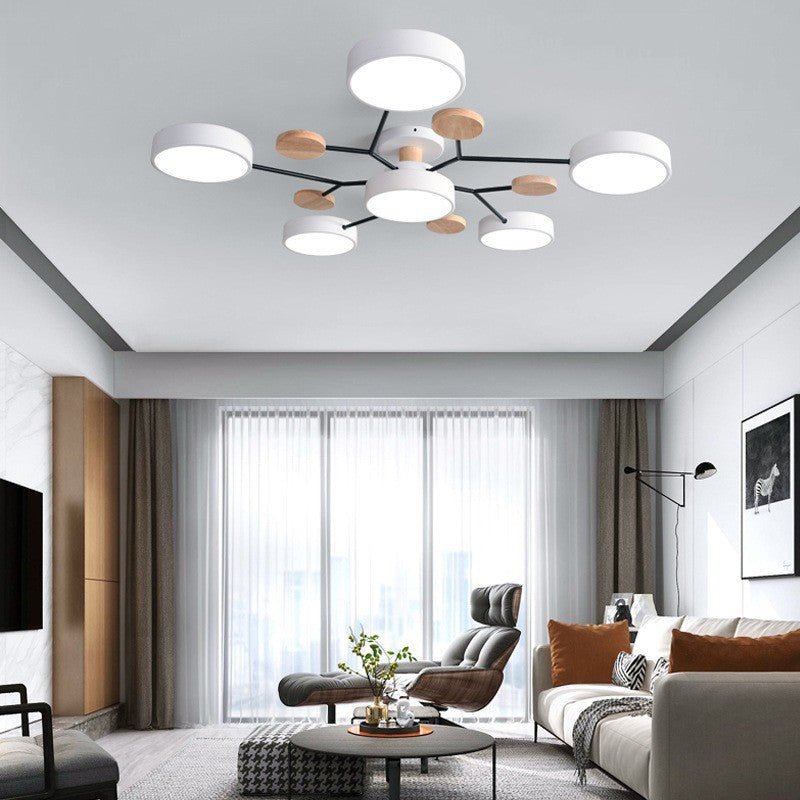 Modern Molecular LED Ceiling Light – Scandinavian Wood & Metal Flush Mount for Living Room, Bedroom & Kitchen | Thomler