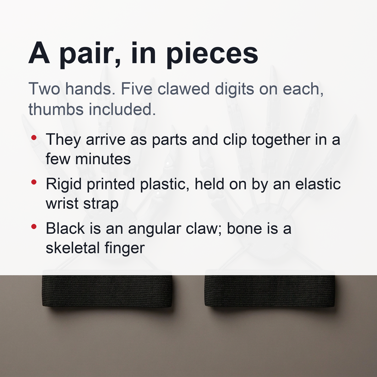 Extending Claw Finger Set with Articulated Joints for Halloween Costumes – Skeleton Hand Prosthetic Extensions | Thomler