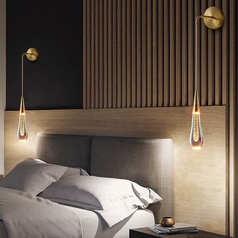 Glass Teardrop LED Wall Sconce with On/Off Switch | Modern Plug-In Wall Light for Bedroom, Living Room, Hallway | Warm, Neutral & Cool | Thomler