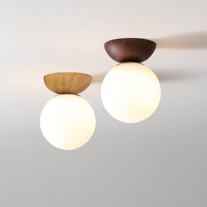 Spherical Glass Ceiling Light with Metal Frame - Contemporary Hardwired Fixture for Bedroom, Entryway & Hallway - G9 Socket | Thomler