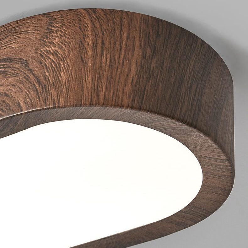 LED Wood Grain Ceiling Light Flush Mount – Modern Round Low Profile Fixture for Bedroom Living Room – Hardwired 8W Acrylic Shade Walnut & | Thomler
